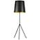 Finesse Matte Black Floor Lamp with Small Black-Gold Shade