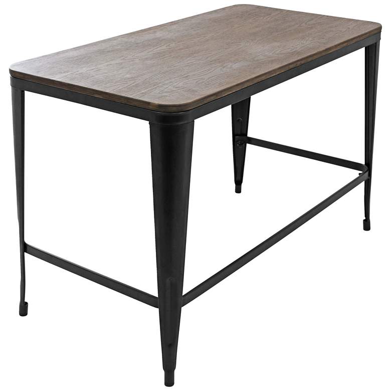 Pia 47 1/4&quot; Wide Espresso Wood and Black Metal Desk