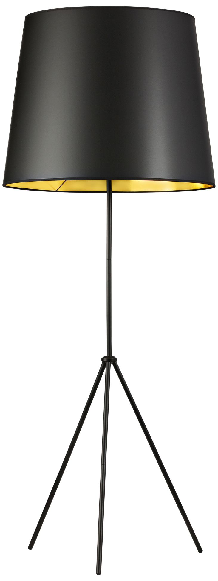 Finesse Matte Black Floor Lamp with Large Black-Gold Shade