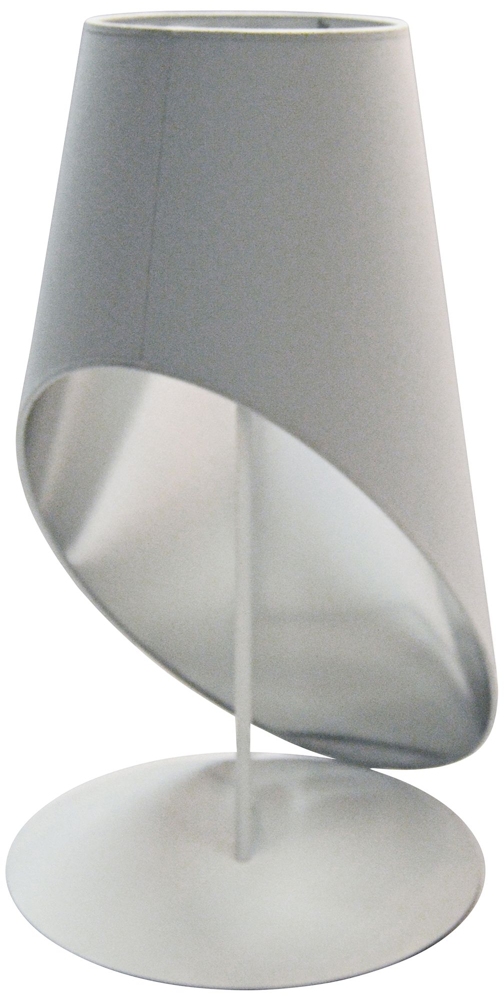 Slanted Drum White and Silver Table Lamp