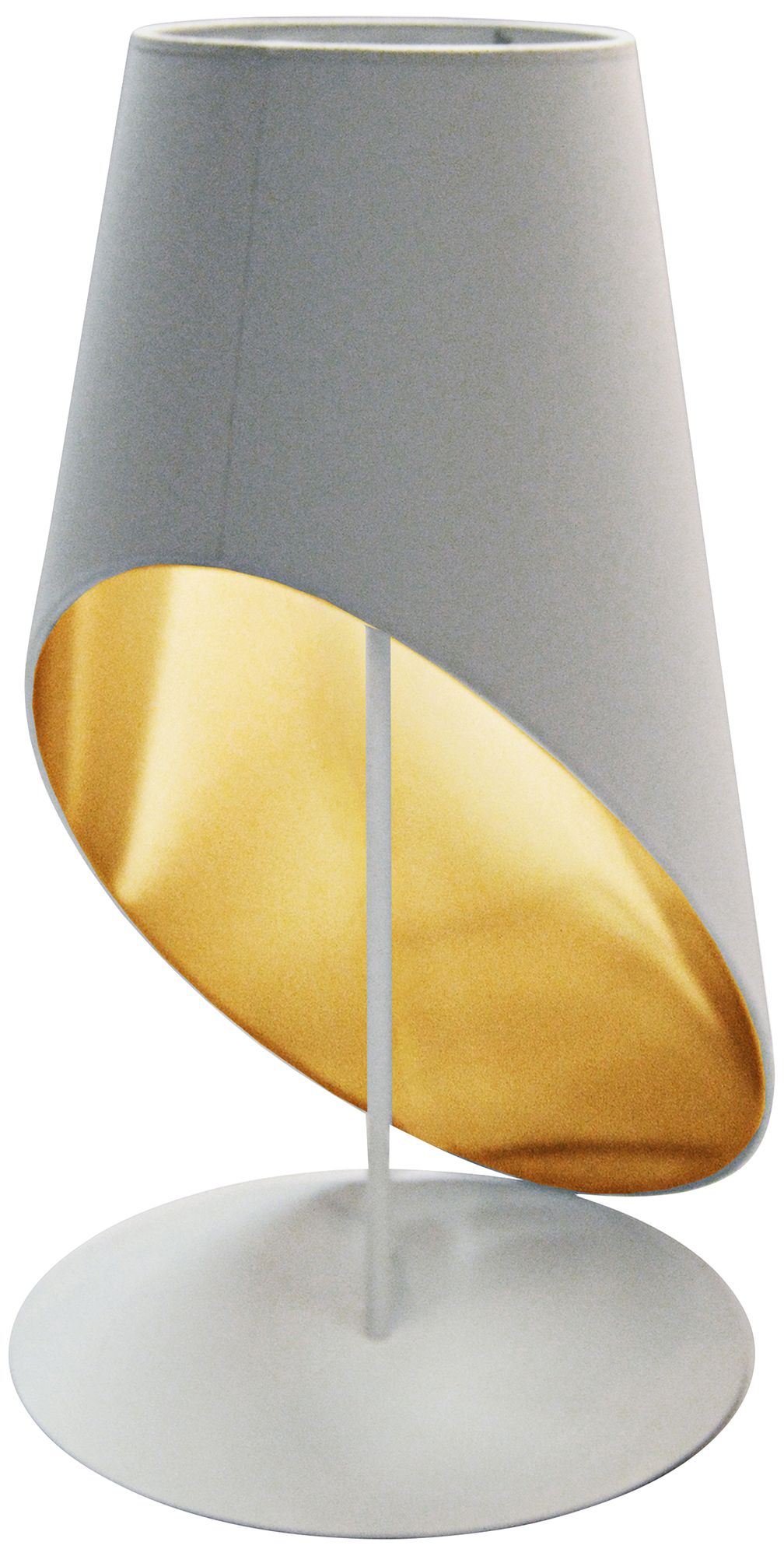 Slanted Drum White and Gold Table Lamp