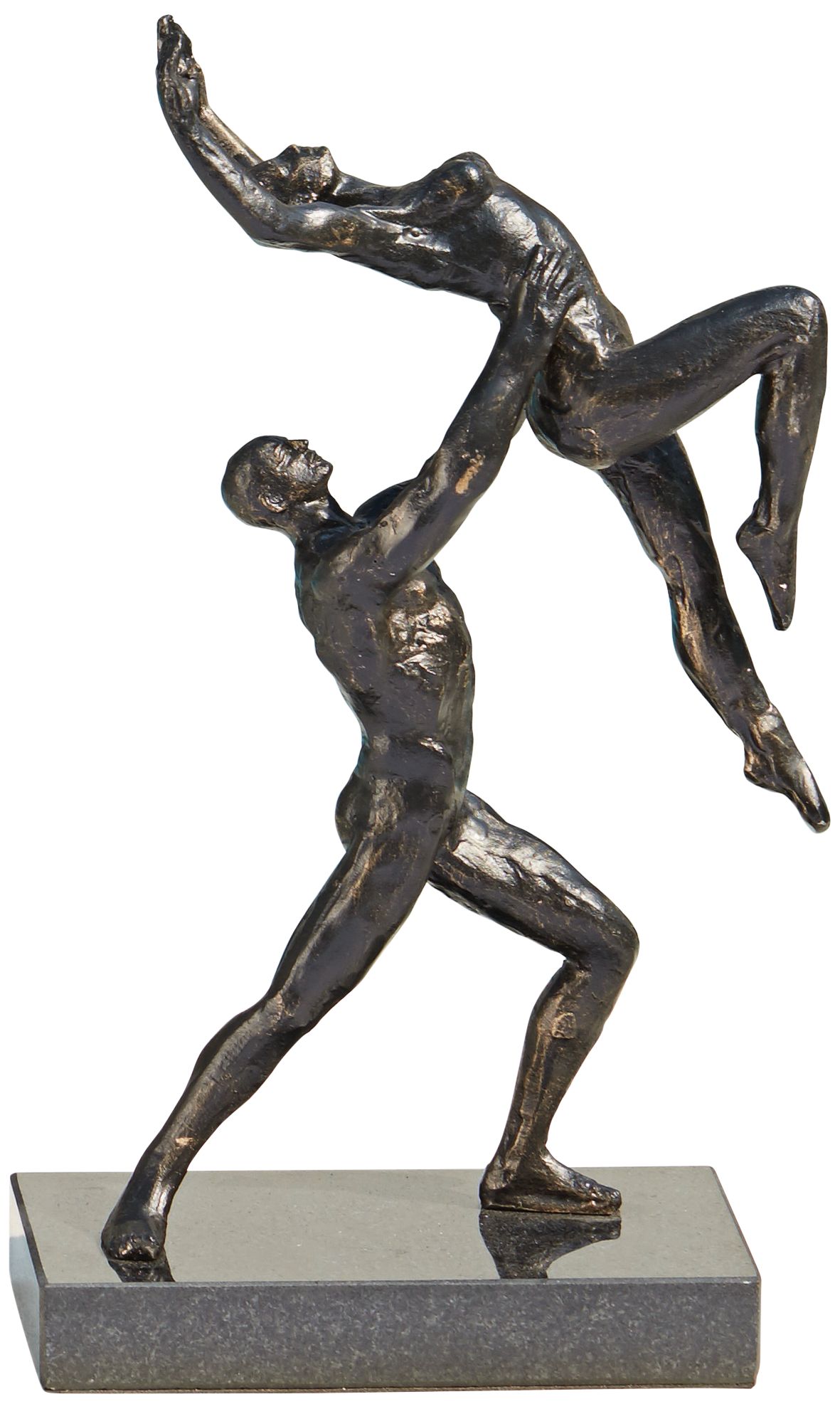 Dancers Two Arm Lift 12" High Bronze Iron Statue