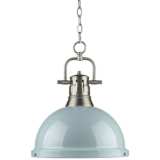 Duncan 14&quot; Wide Pewter and Seafoam Pendant Light with Chain