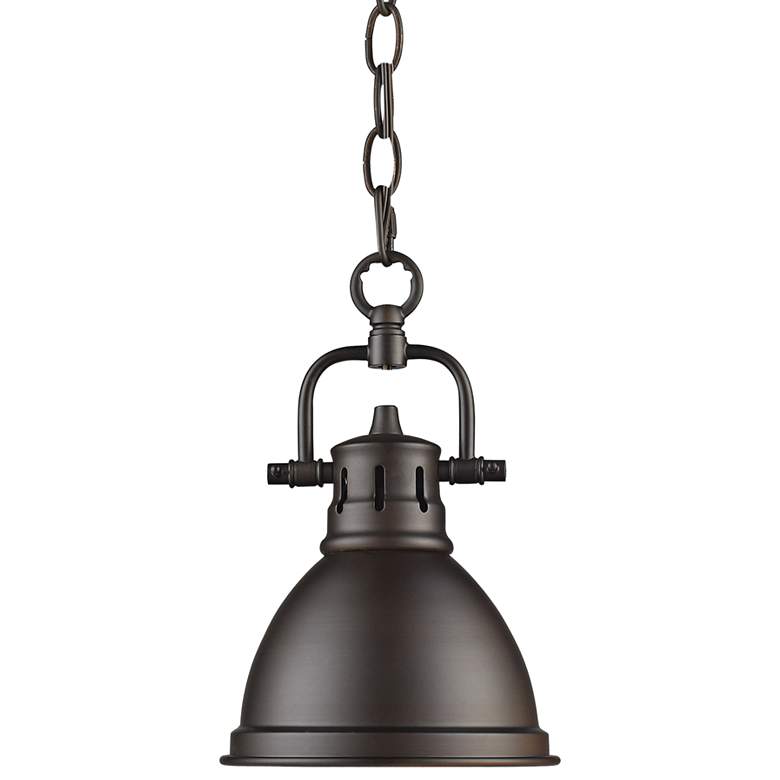 Image 2 Duncan 6 1/2" Wide Rubbed Bronze Mini Pendant with Chain