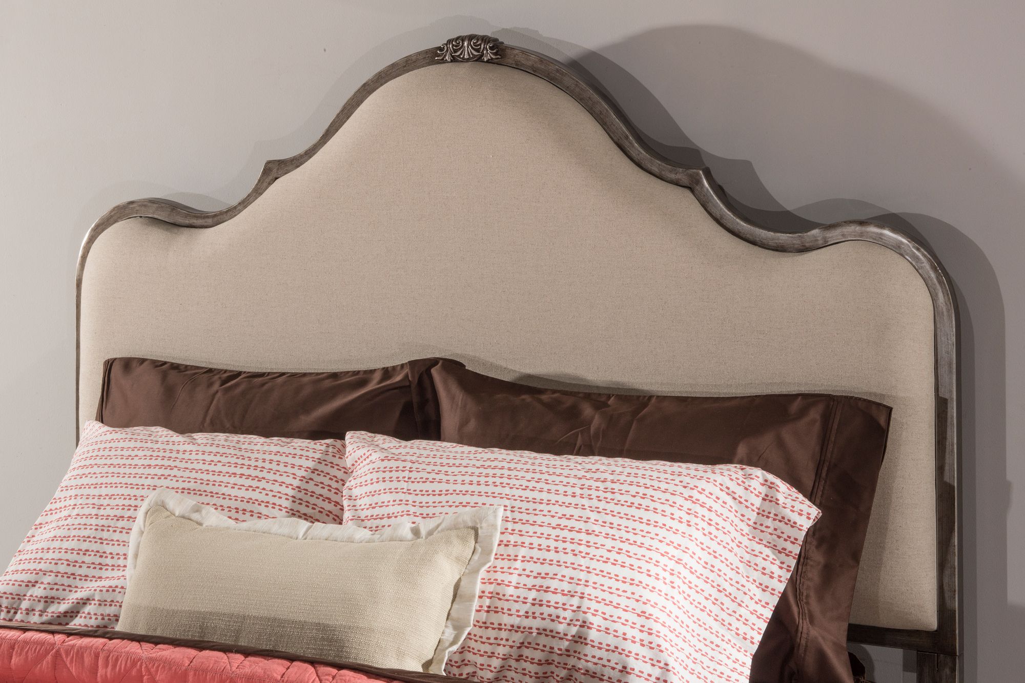 Hillsdale Delray Aged Steel and Linen Stone Headboard