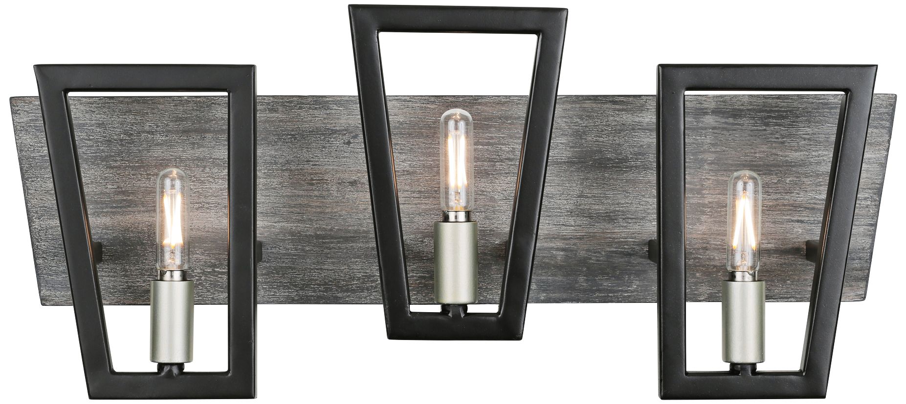 Varaluz Zag 21" Wide Black with Gray Wood 3-Light Bath Light