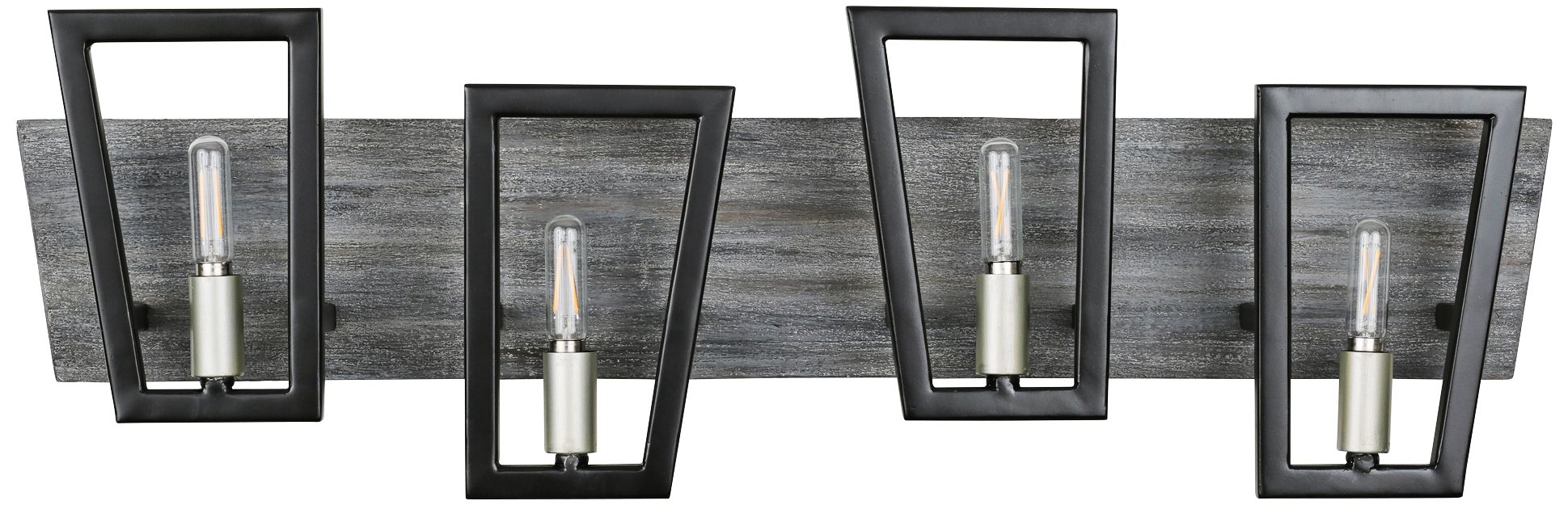 Varaluz Zag 29" Wide Black with Gray Wood 4-Light Bath Light