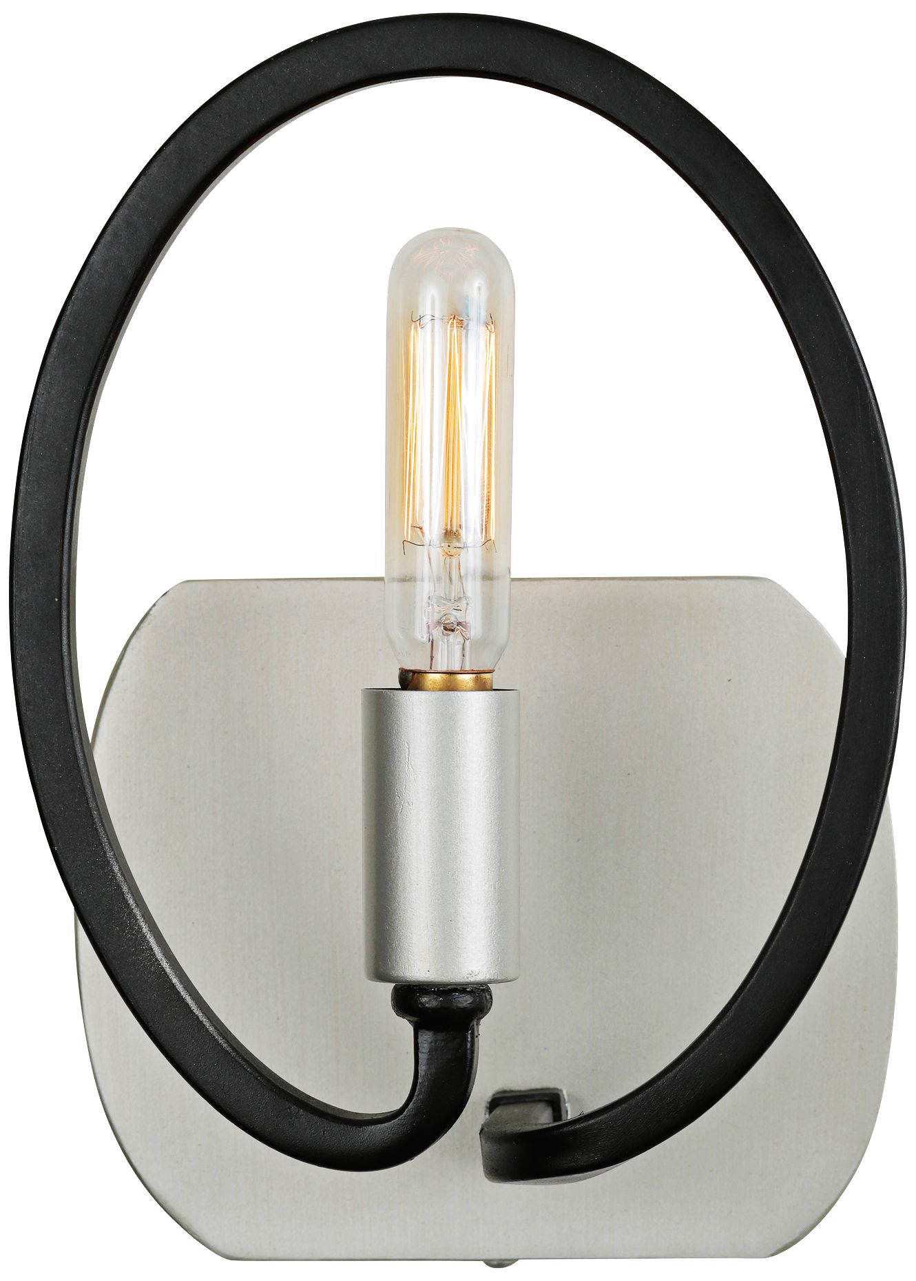 Varaluz Eliptico 8" High Silverado and Black Wall Sconce