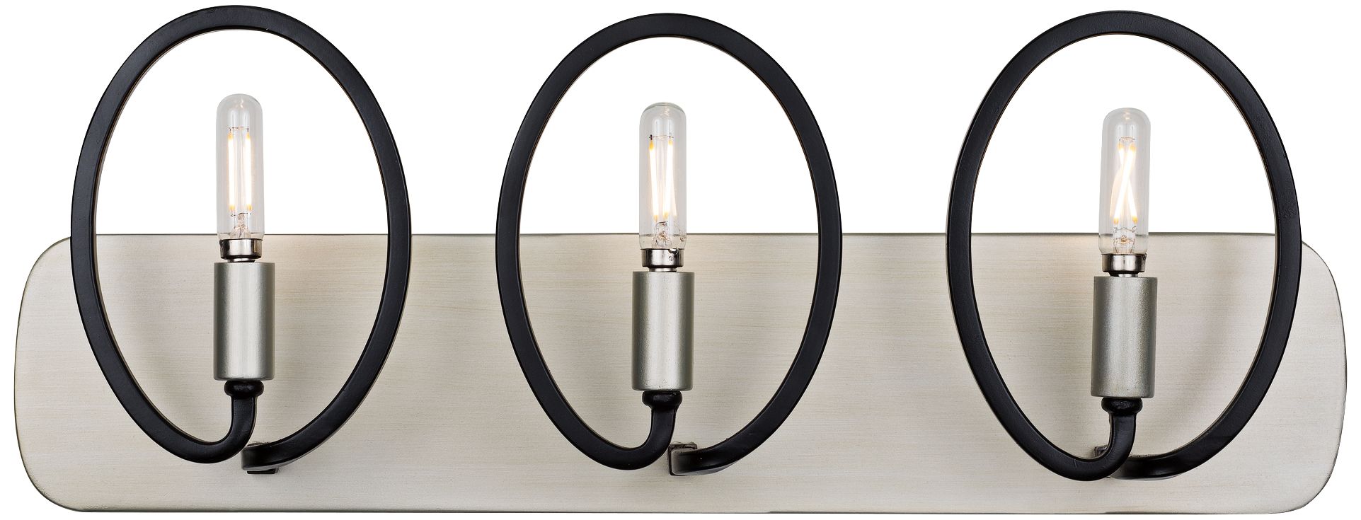 Varaluz Eliptico 22" Wide 3-Light Silverado and Black Bath Light