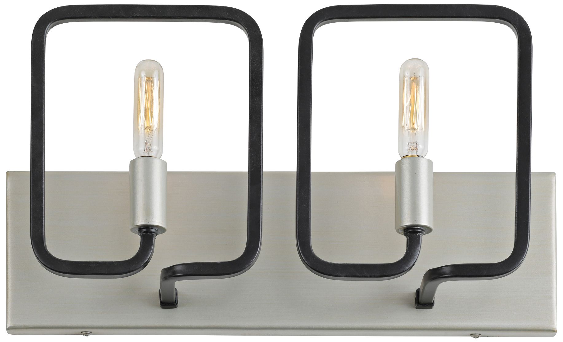 Rectangulo 8" High 2-Light Silverado and Black Wall Sconce