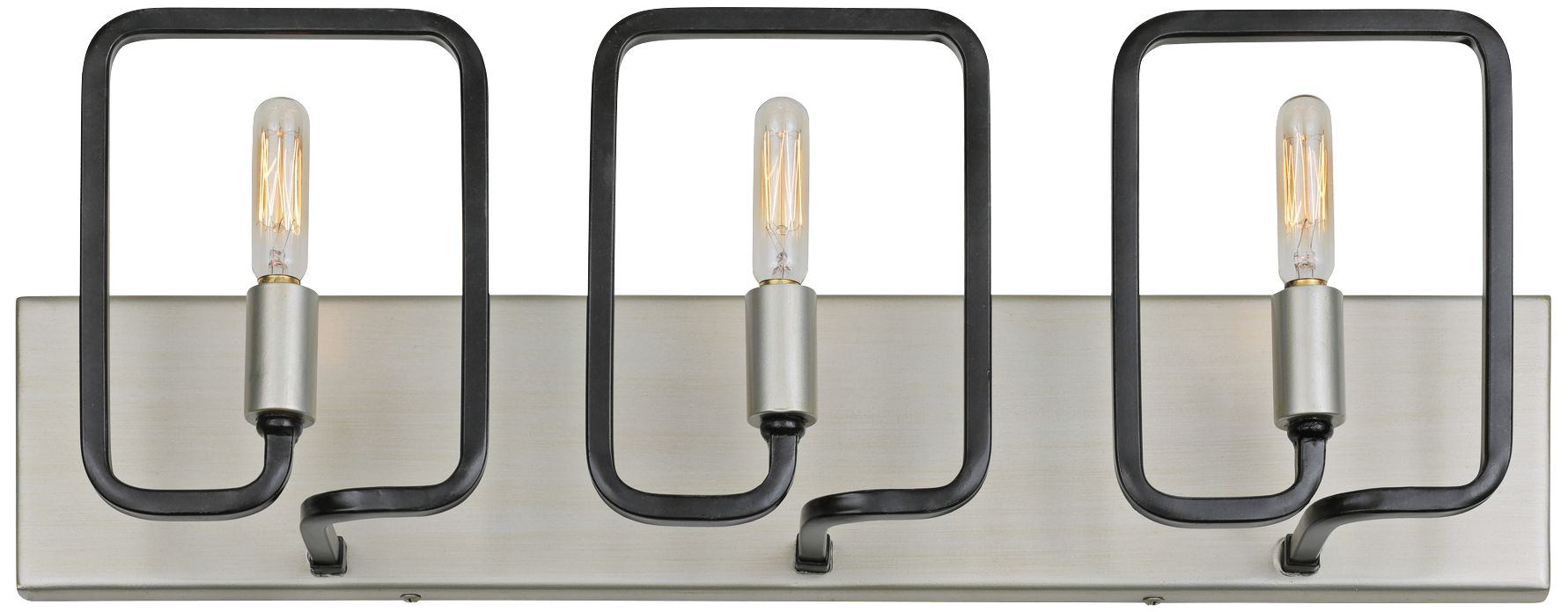 Rectangulo 22" Wide 3-Light Silverado and Black Bath Light