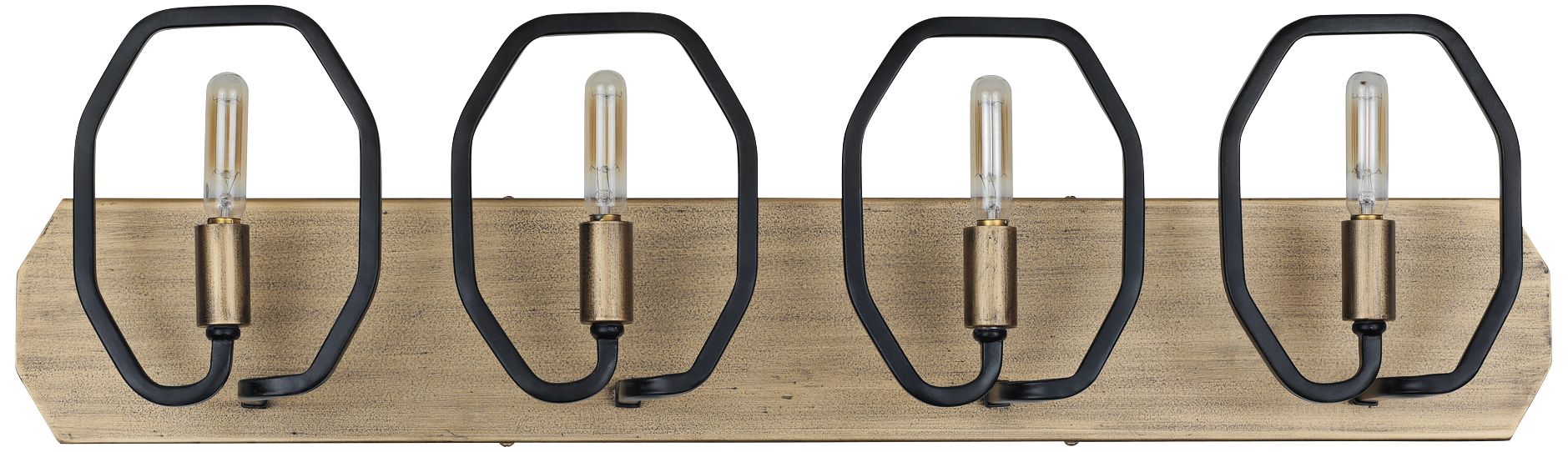 Hexagono 29" Wide 4-Light Havana Gold and Carbon Bath Light