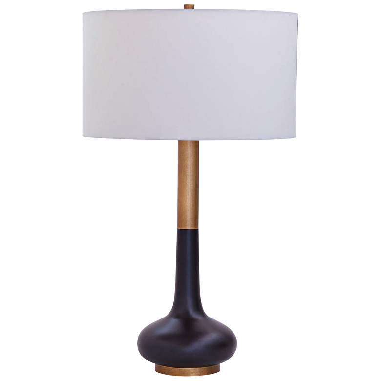 Image 2 Port 68 Powell Solid Wood and Aged Brass Table Lamp