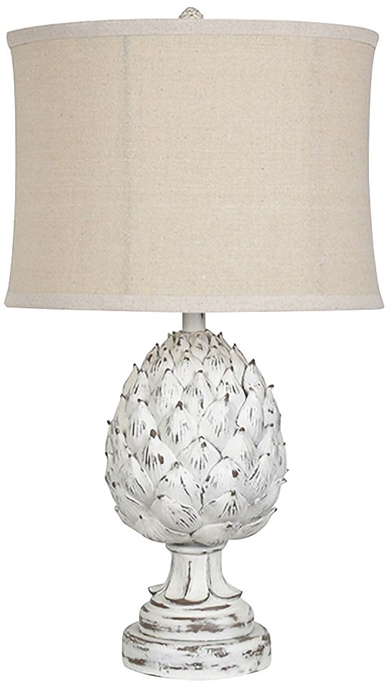 Crestview Collection Artichoke Finial White Wash Table Lamp