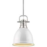 Duncan 9&quot; Wide Pewter and White Mini Pendant with Rod