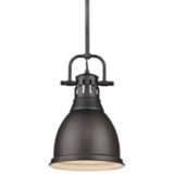 Duncan 9&quot; Wide Rubbed Bronze Mini Pendant with Rod
