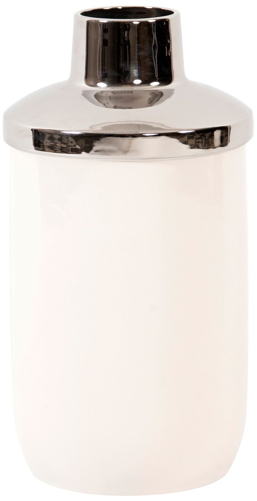 Howard Elliot 15" High White and Silver Modern Ceramic Vase