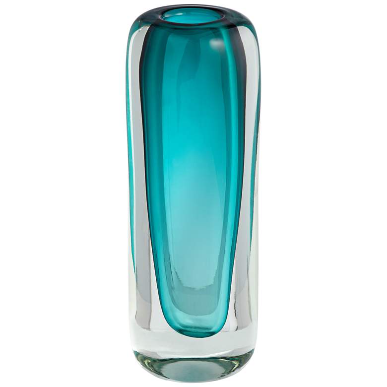 Image 2 Tia 13" High Dark Teal Modern Glass Vase