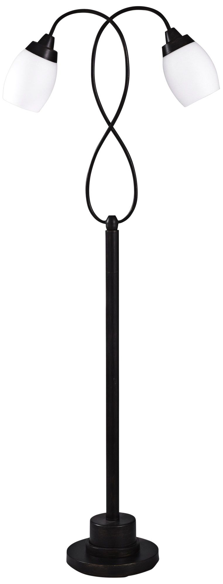 Brontes Black LED Floor Lamp w/ Frosted White Styrene Shades