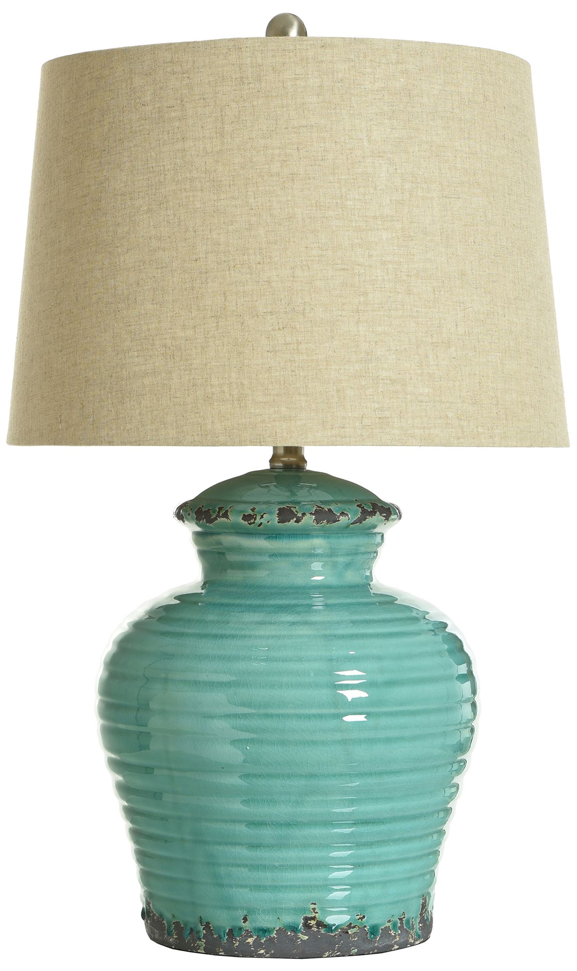 Turquoise Rippled Texture Ceramic Table Lamp