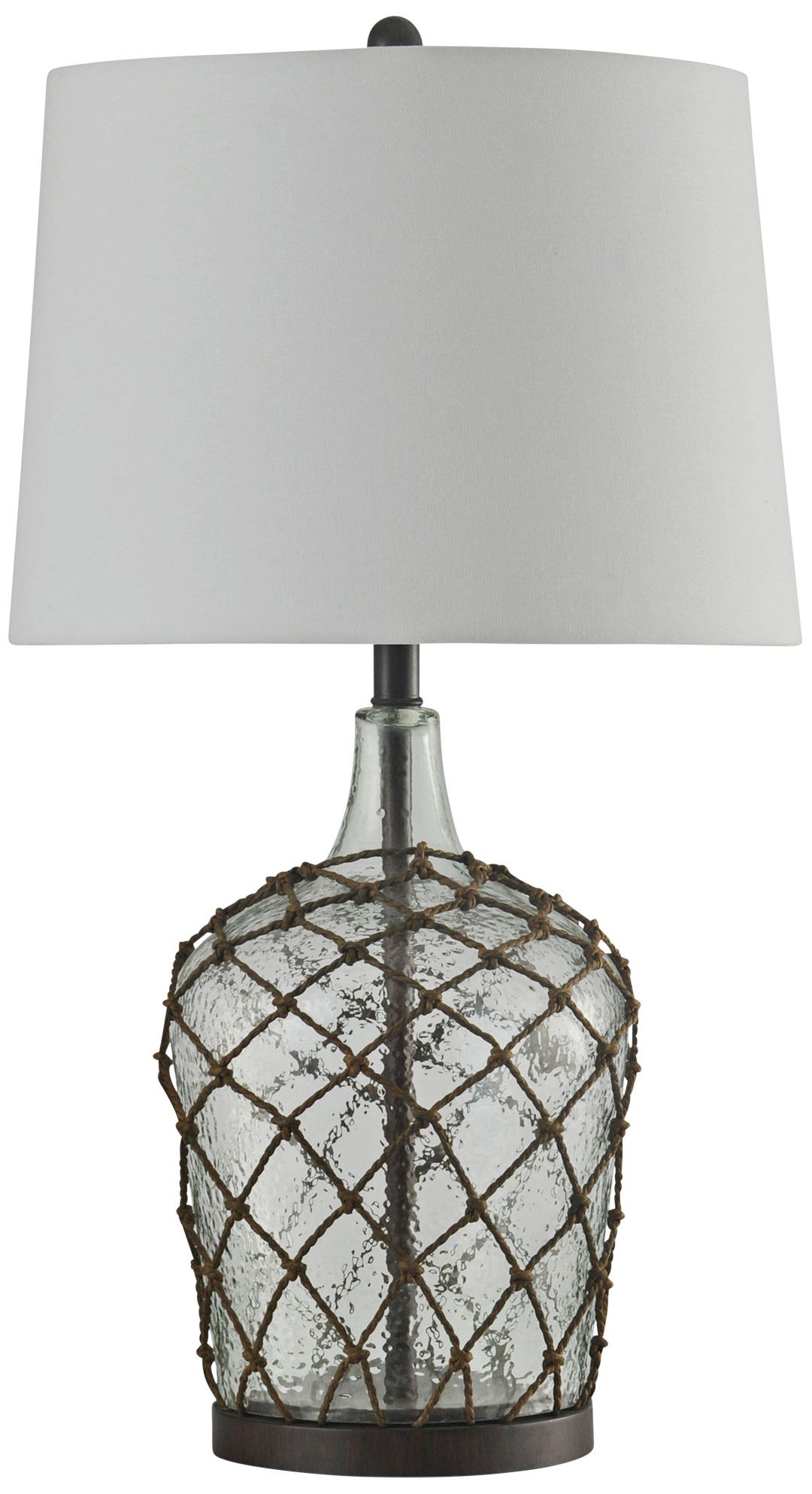 Cayos Clear Glass Table Lamp w/ White Hardback Fabric Shade