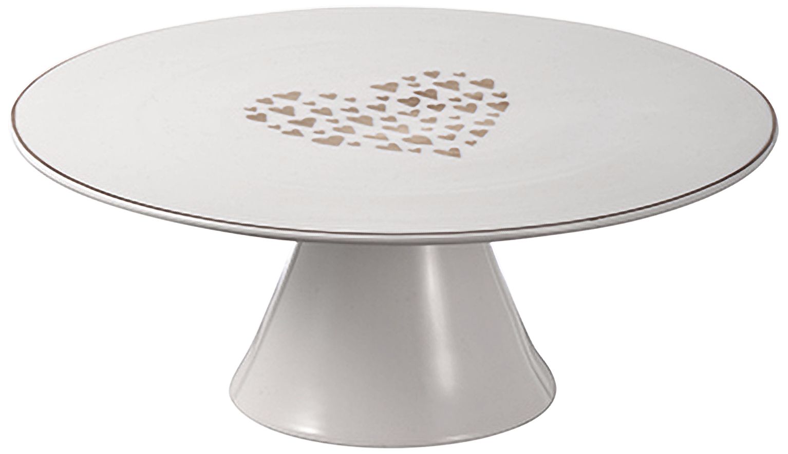 Hearts Aplenty 11" Wide White Ceramic Pedestal Cake Stand