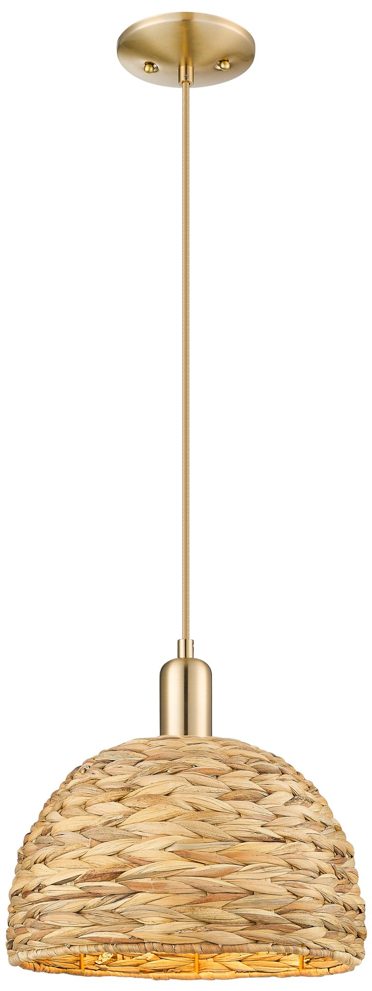 Innovations Lighting Arcadia Woven Rattan 12" Wide Champagne Bronze Cord Hung Mini Pendant
