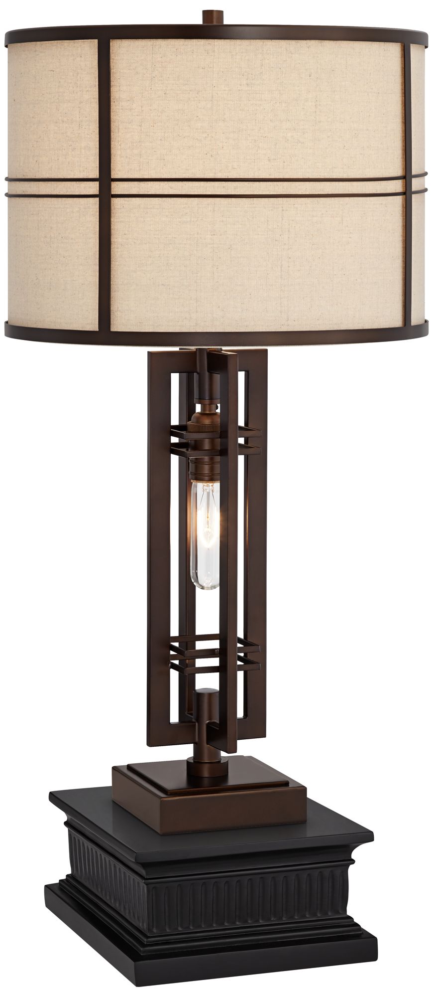 Elias OilRubbed Bronze Table Lamp With Black Square Riser 616M0 Lamps Plus
