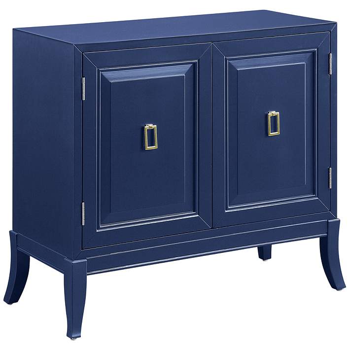 Clem 36 Wide Blue Wood 2 Door Console, 36 Wide Console Table With Drawers