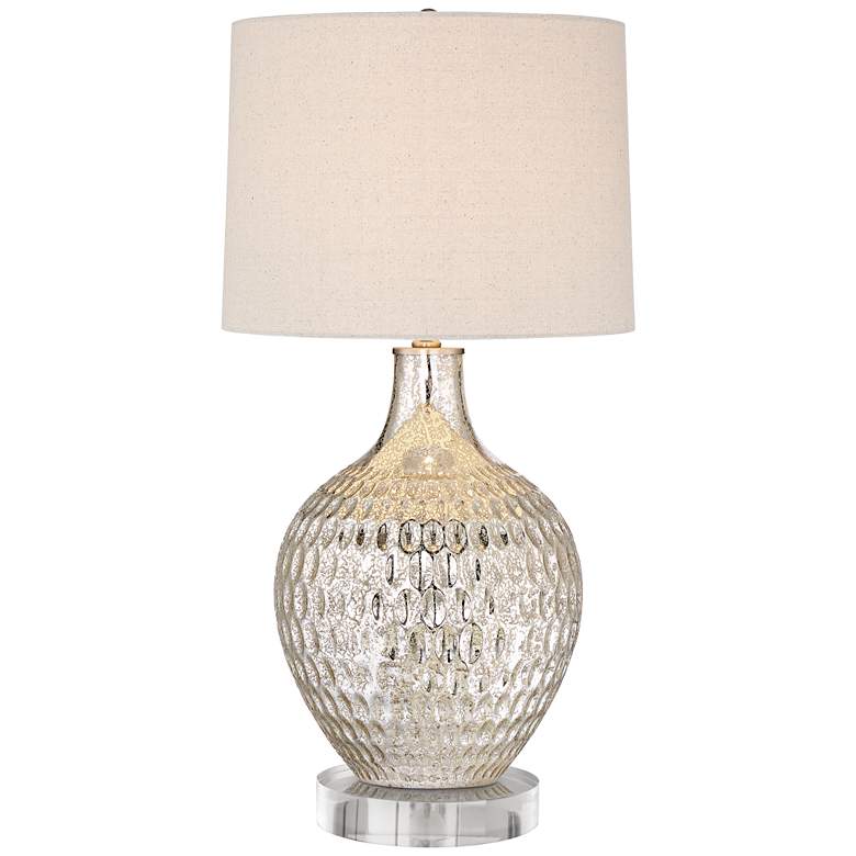 Waylon Mercury Glass Table Lamp With 8&quot; Wide Round Riser