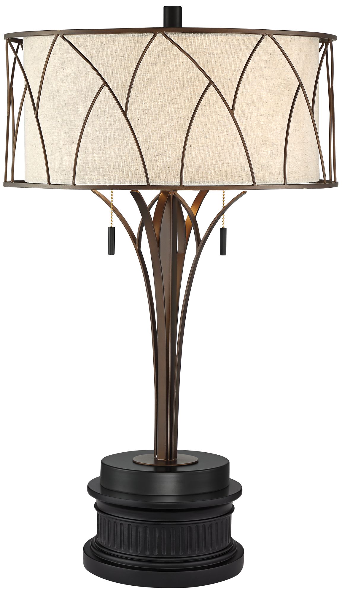 Sydney Modern 2Light Table Lamp with USB port and Black Round Riser