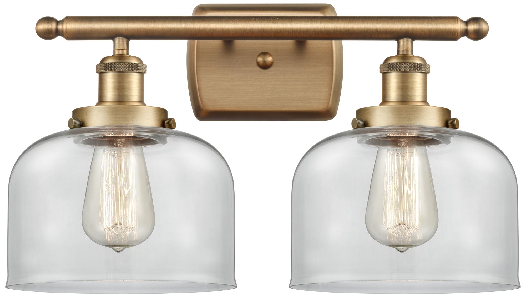 Innovations Lighting Ballston Urban Bell 18" 2 Light Brushed Brass Led Bath Light W/ Clear