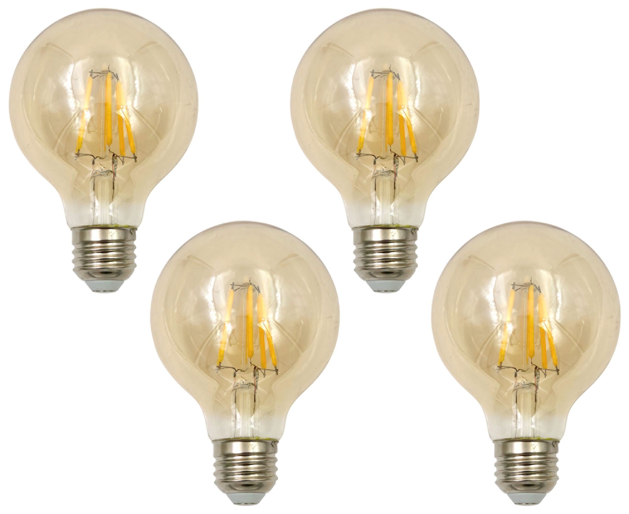 60W Equivalent Tesler Amber 8W LED Dimmable Standard 4-Pack