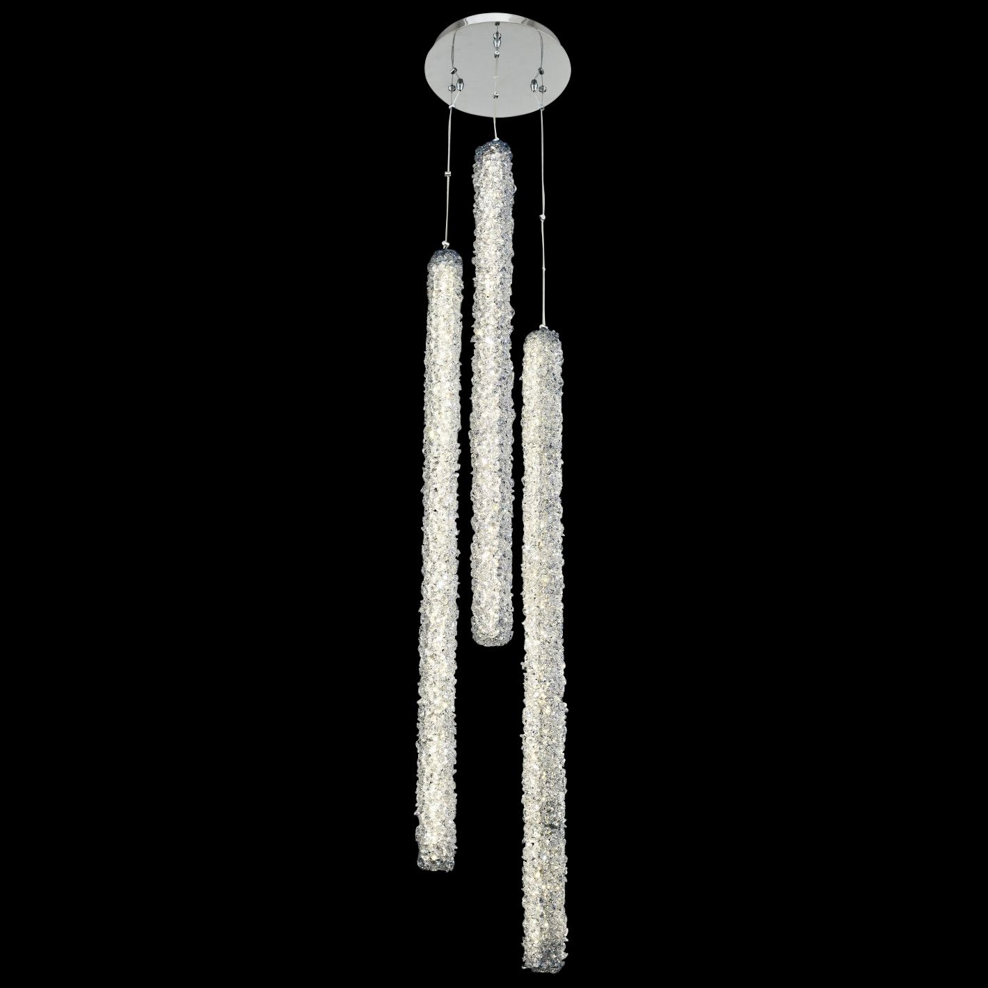 Lina 12" Wide Chrome LED 3-Column Foyer Mini Pendant