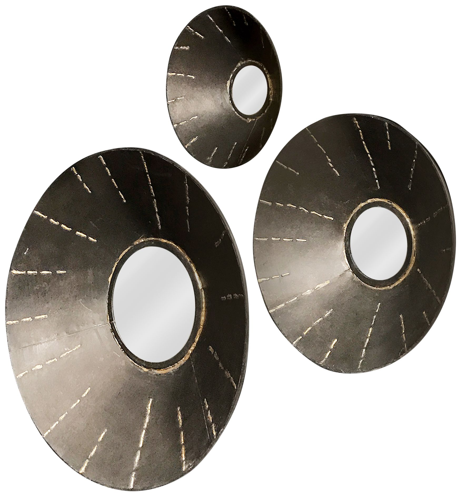 Ladue Gray and Bronze 20" Round Wall Mirrors Set of 3