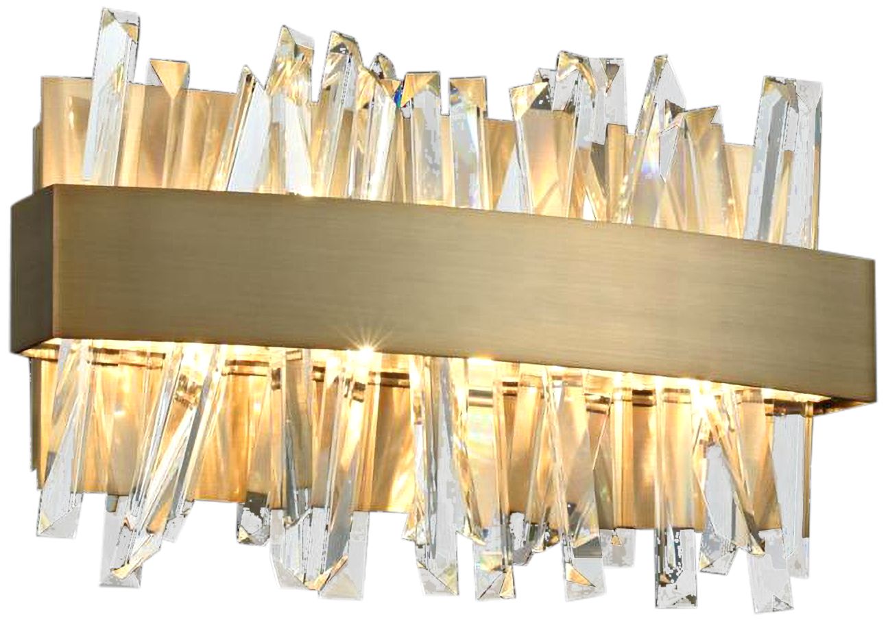Allegri Glacier 12"W Champagne Gold LED Crystal Bath Light
