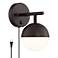 Luna Frosted Glass Bronze Globe Plug-In Wall Lamp