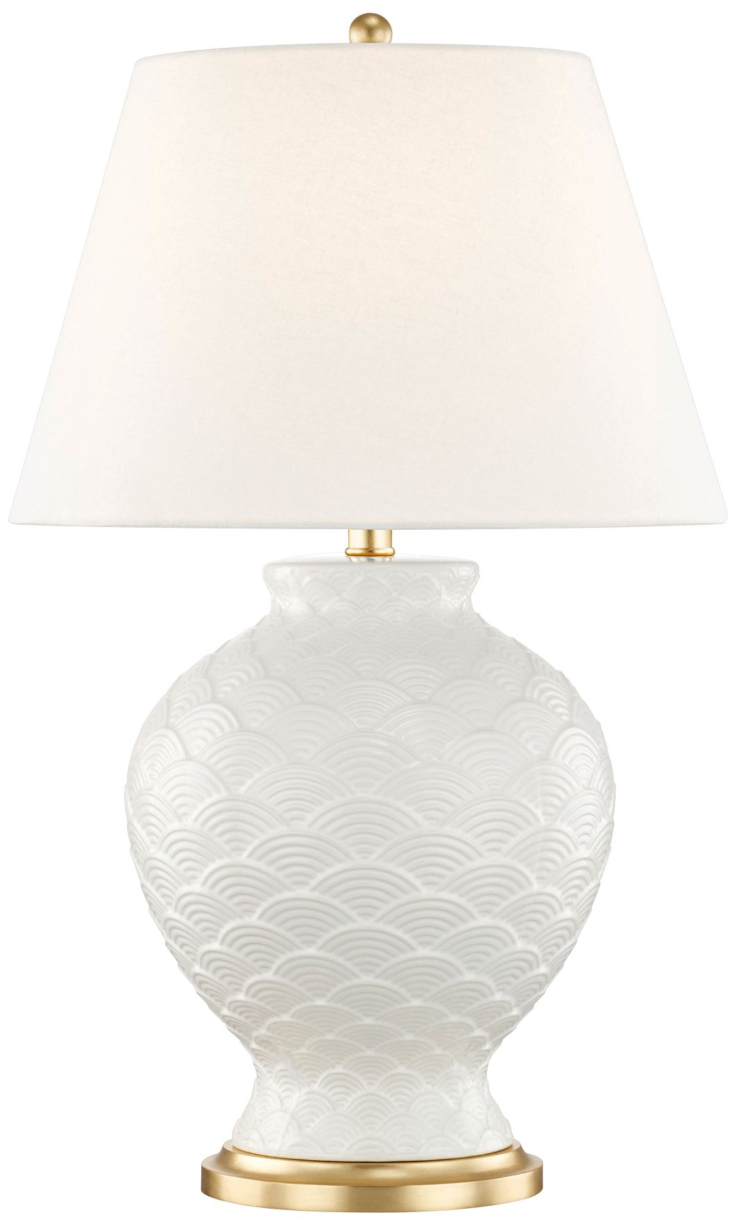 Mitzi Demi Cloud White Porcelain Table Lamp with Linen Shade