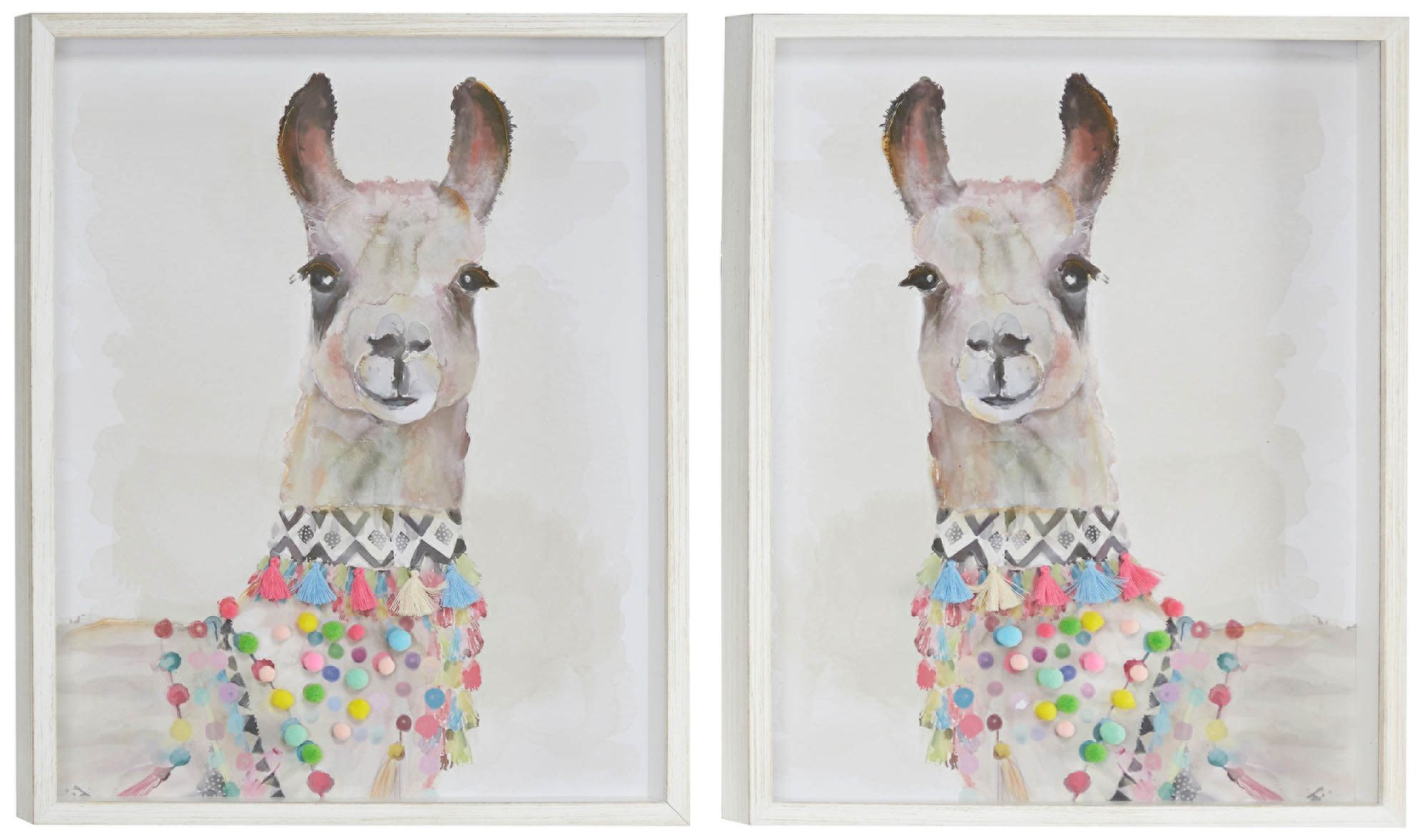 Llama Multi-Color Mixed Media 20 1/2"H 2-Piece Wall Art Set