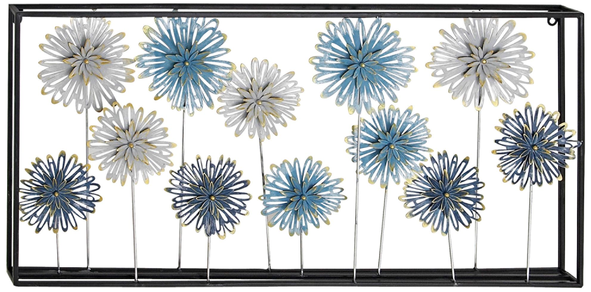 Daze 35" Wide Multi-Colored Flower Iron Framed Wall Art