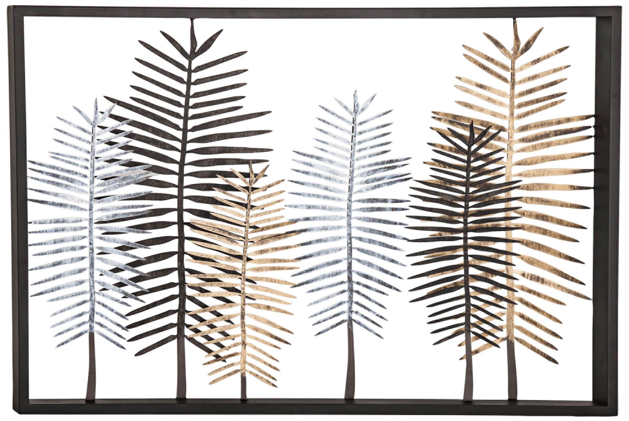 Forest 45" Wide Modern Iron Framed Leaves Wall Art