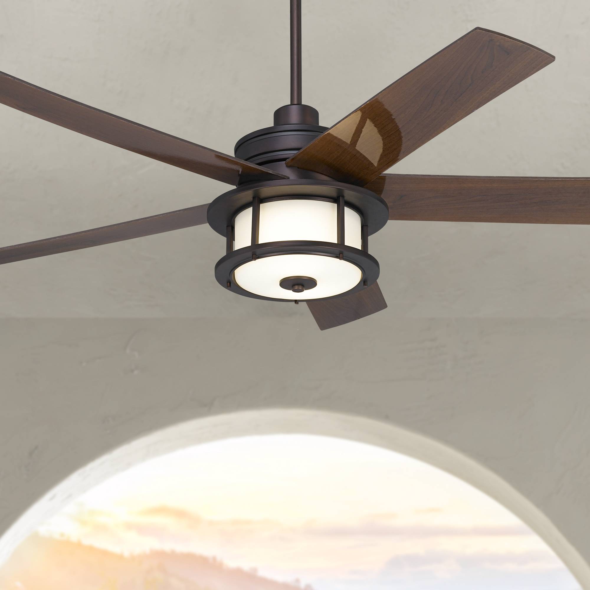 Details About 60 Modern Outdoor Ceiling Fan With Light Led Brushed Bronze Damp Patio Porch
