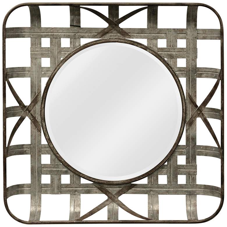 Grid Silver Iron 36&quot; Square Wall Mirror