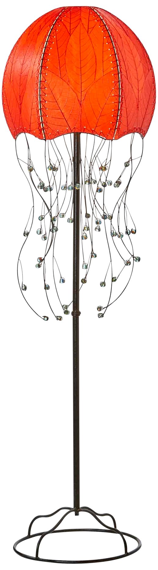 Eangee Jellyfish Red Cocoa Leaves Floor Lamp