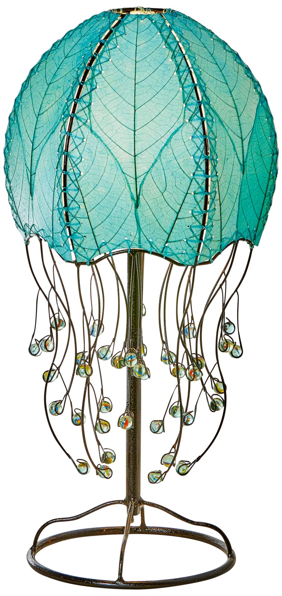 Eangee Jellyfish Sea Blue Cocoa Leaves Table Lamp