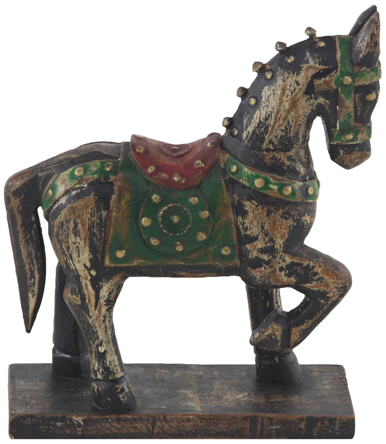 Wood and Brass 9" High Horse Figurine with Base