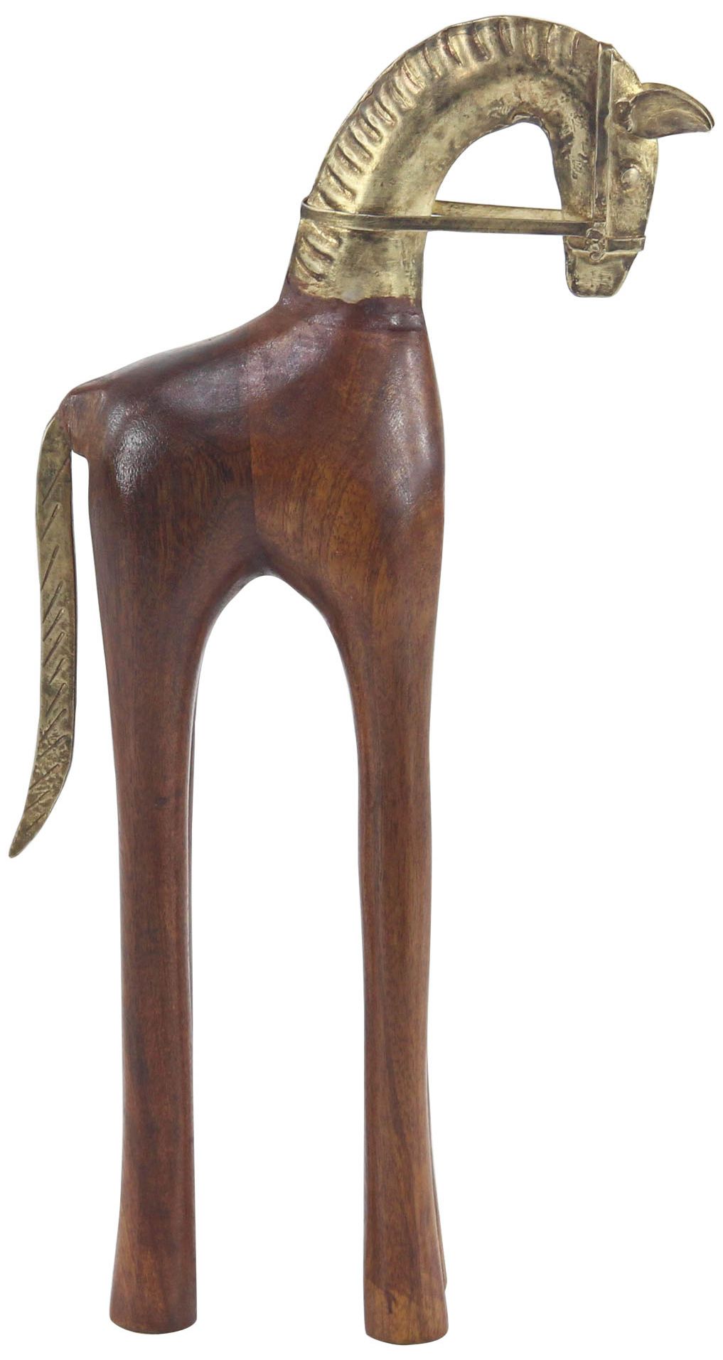 Eclectic 17" High Brown Wood Stylized Horse Statue