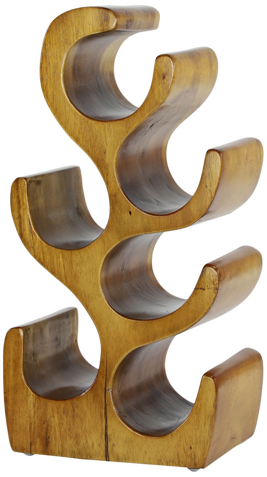 Natural Acacia Wood 20" High 6-Bottle Holder Sculpture
