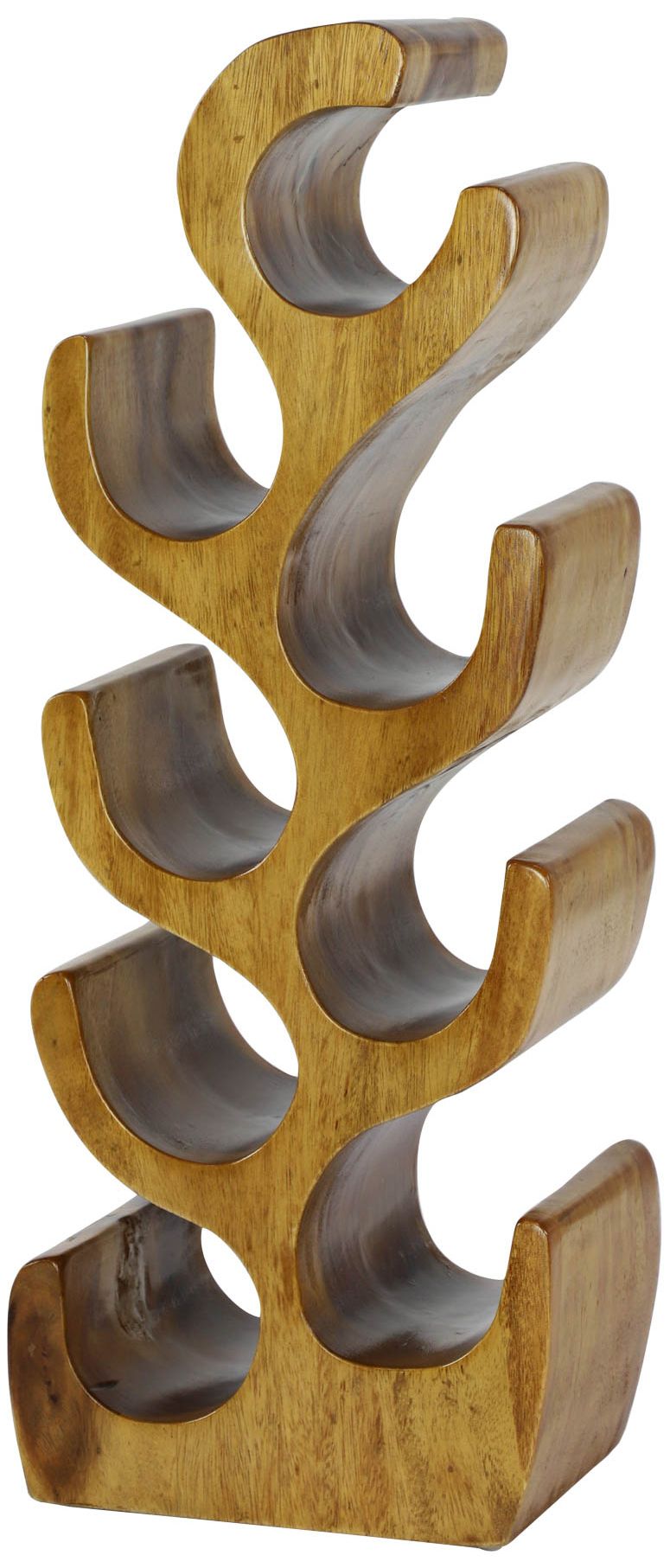 Natural Acacia Wood 28" High 8-Bottle Holder Sculpture