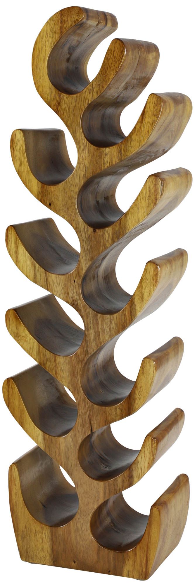 Natural Acacia Wood 39" High 12-Bottle Holder Sculpture